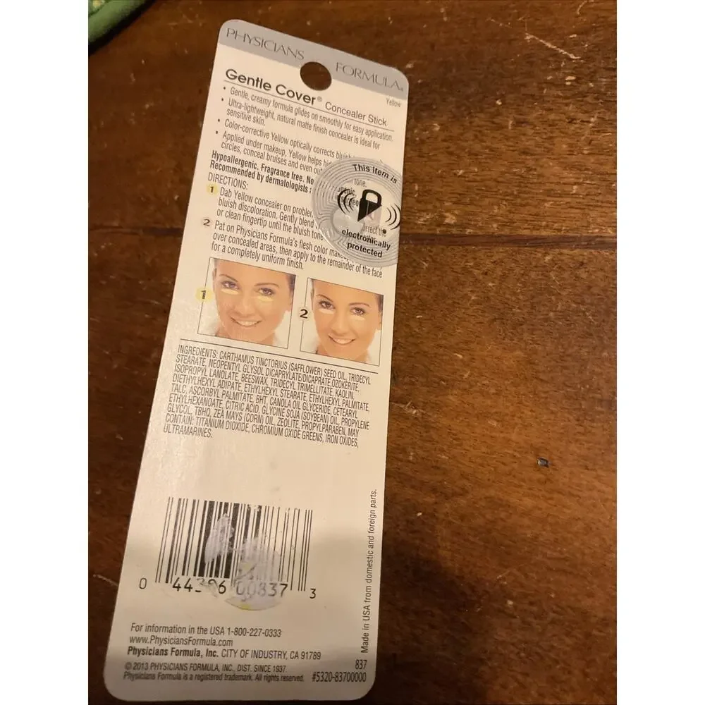 Physicians Formula Gentle Cover Concealer Stick 837 Yellow Correct Under-Eye Cir